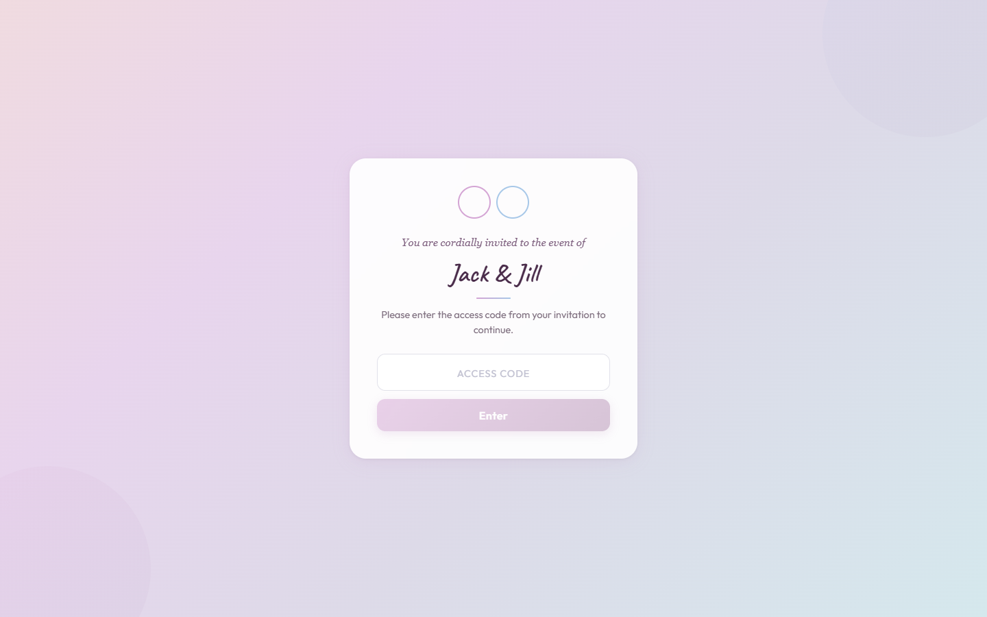 Access code entry page