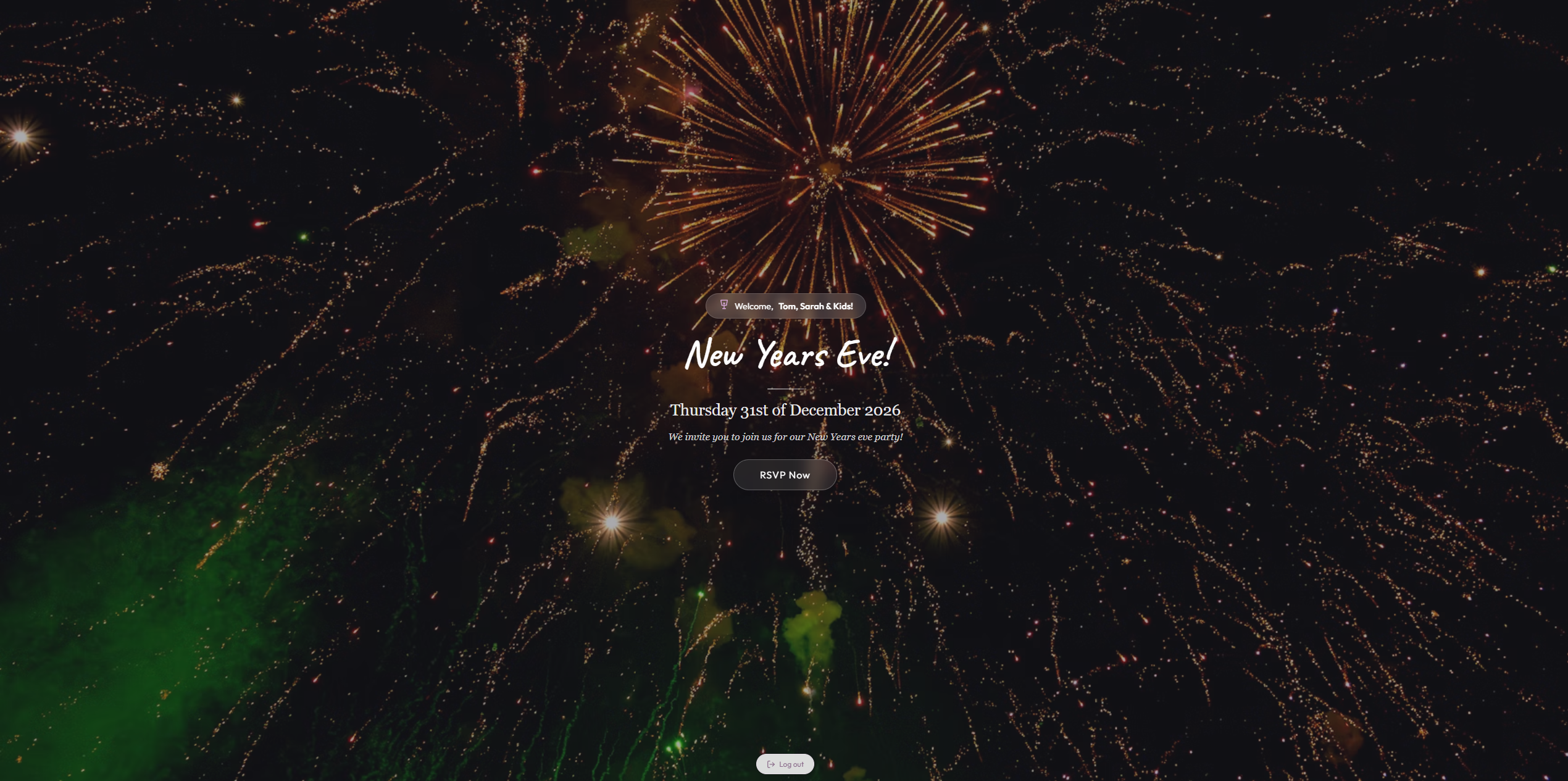 Event welcome page with RSVP