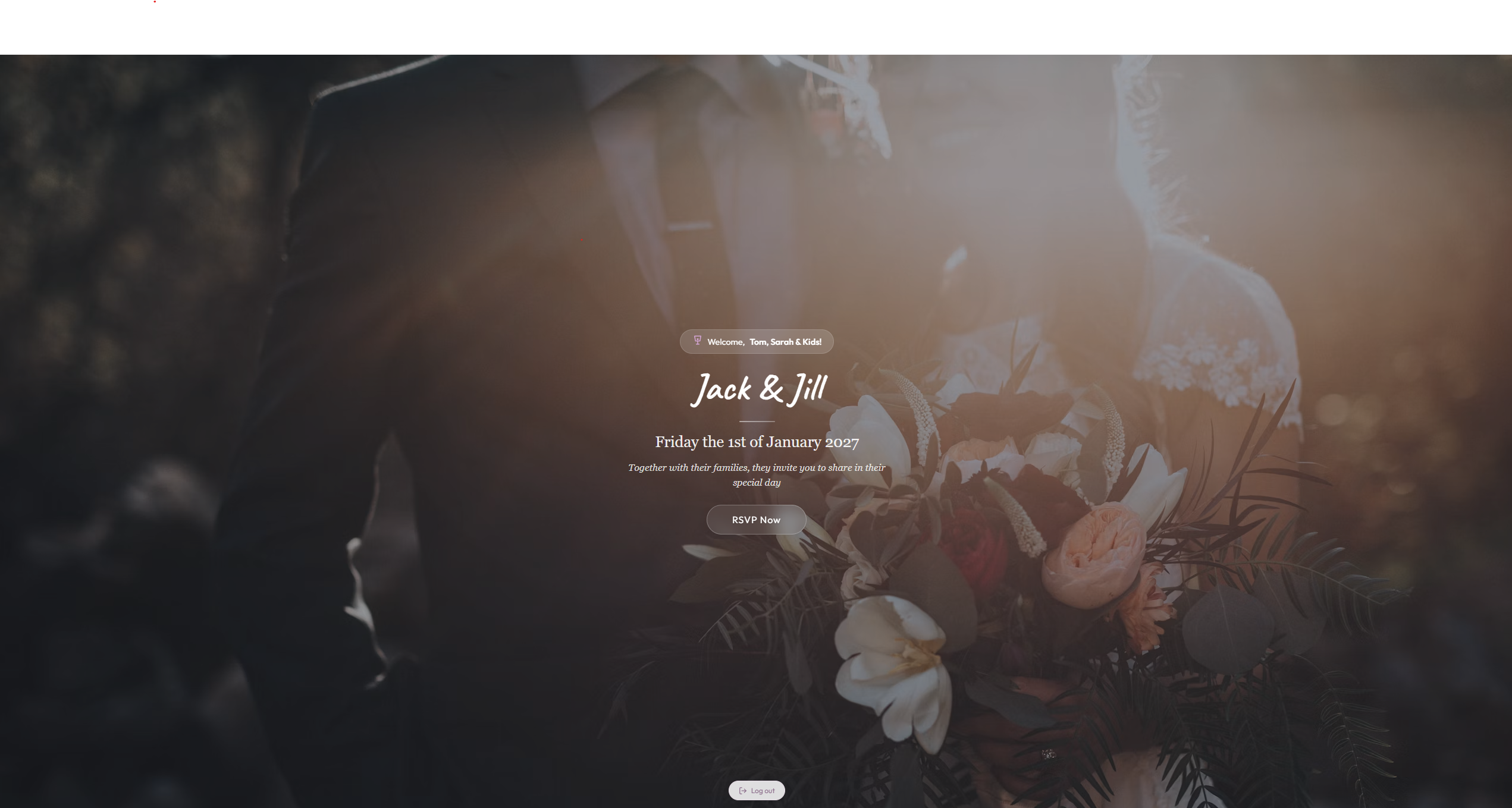 Event welcome page